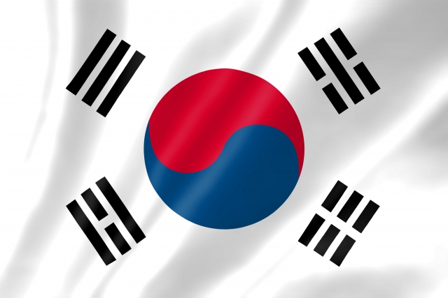 たなびく韓国国旗