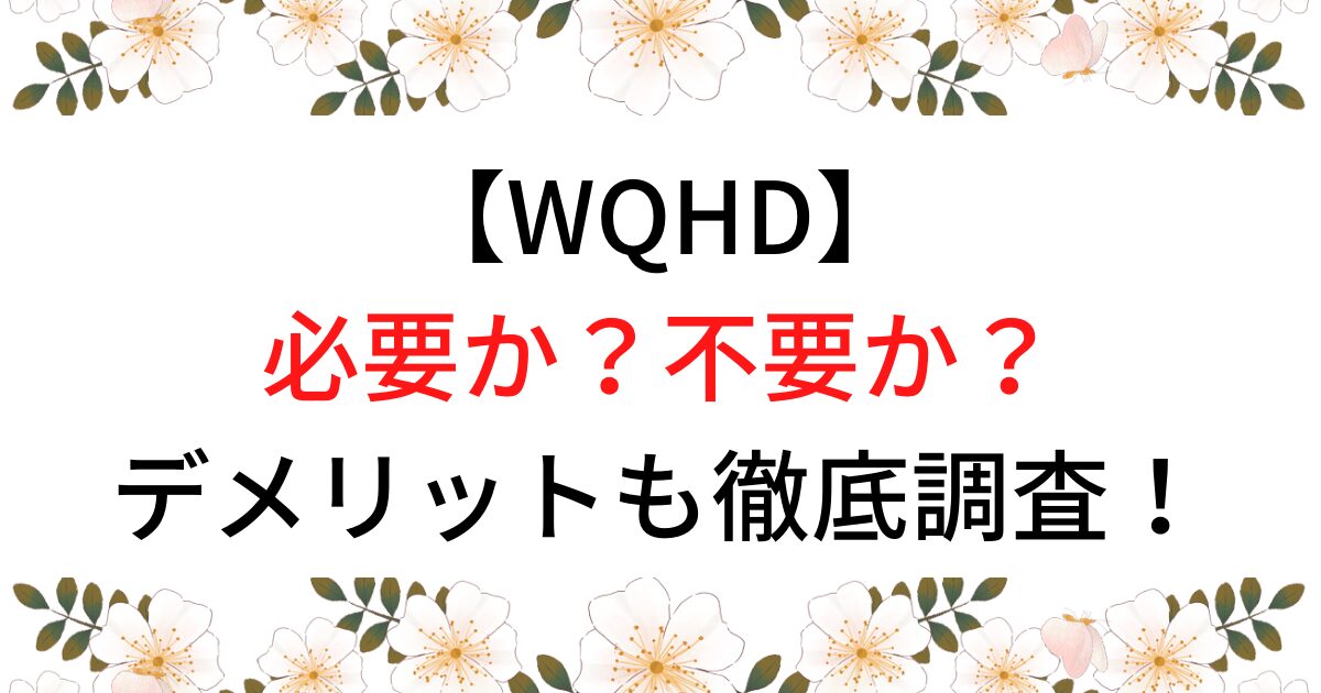 WQHDは必要か？不要か？