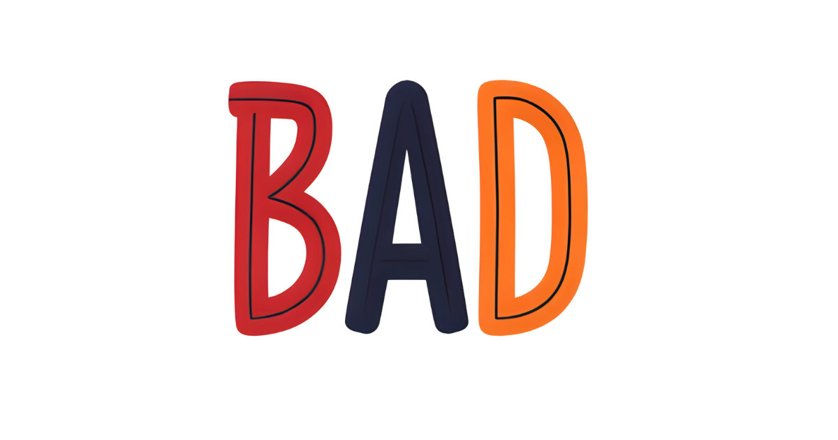 カラフルなBADの文字