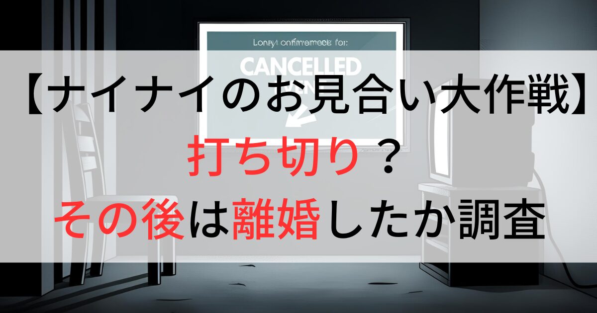 ナイナイのお見合い大作戦は打ち切り？