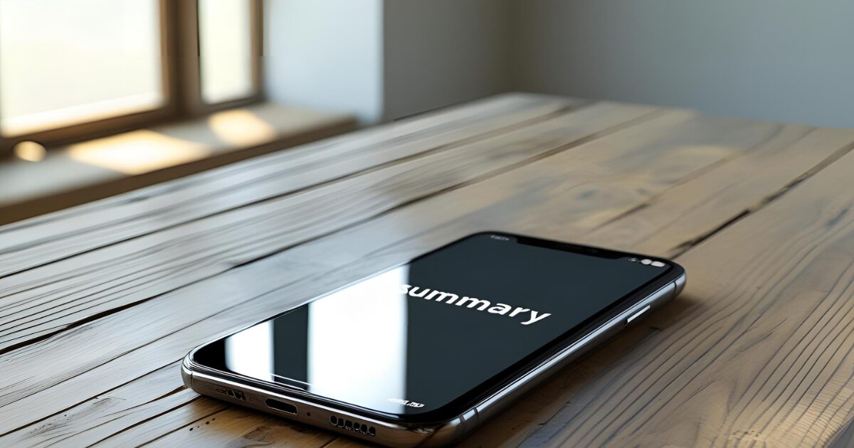 summaryと書かれたスマホ