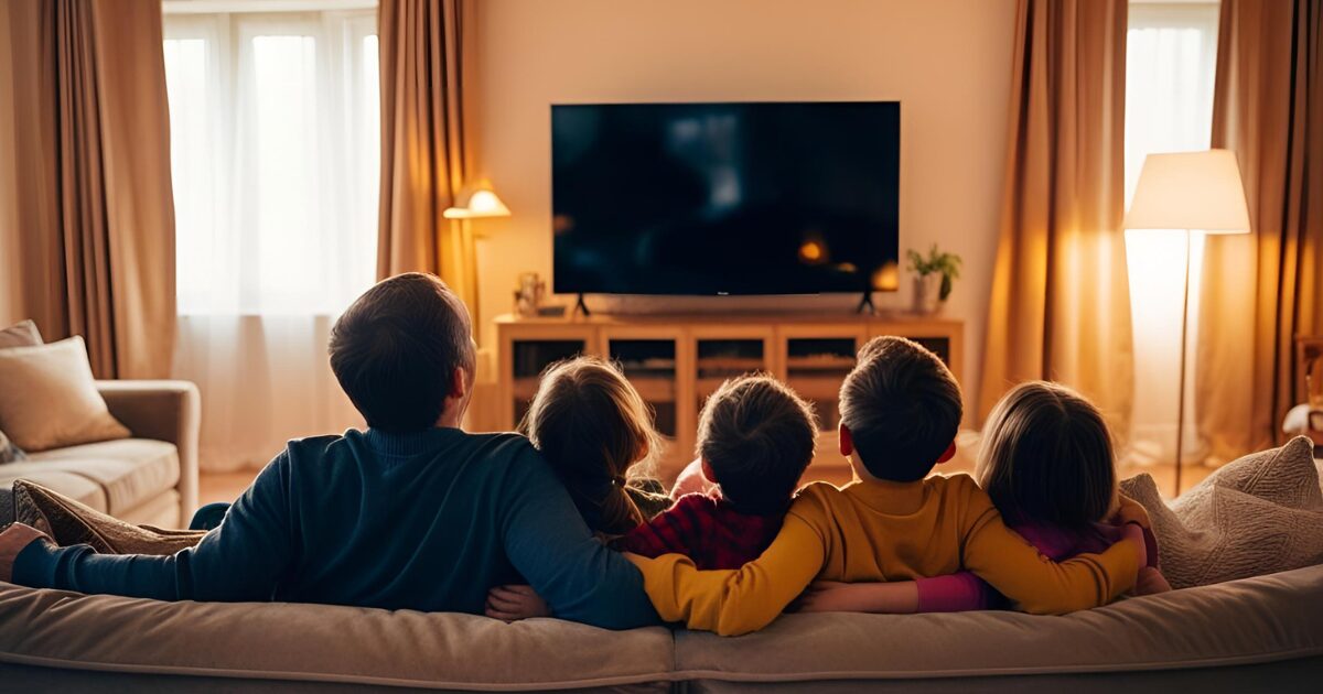 家族でテレビを見ている