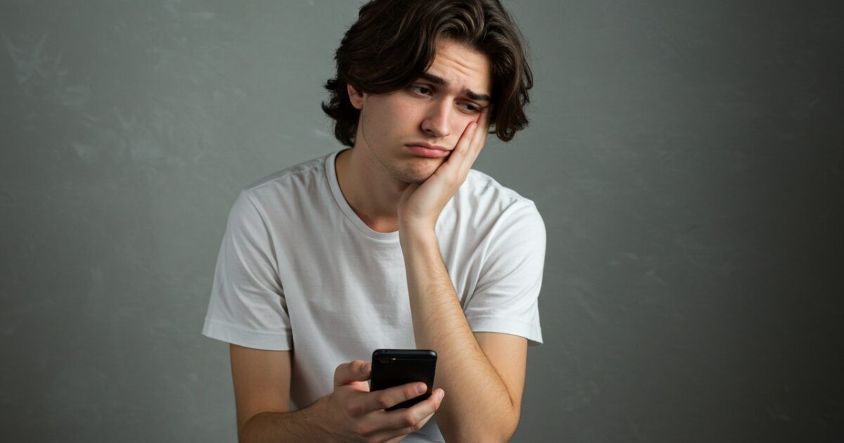 つまらなそうな表情の男性
