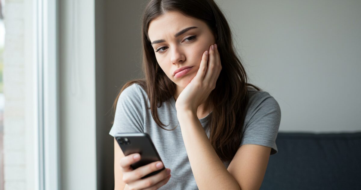 つまらなそうな表情の女性