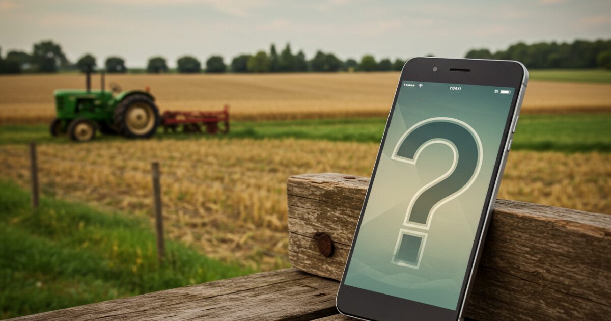 農場にスマホが置いてある