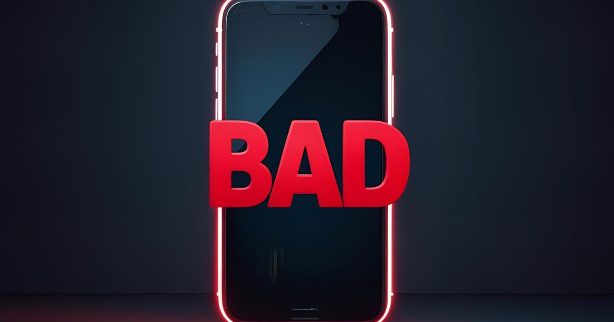 スマホの中にBADの文字