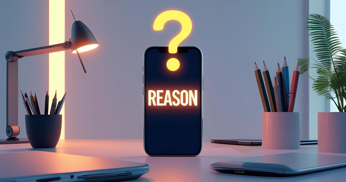 REASONと書かれたスマホ