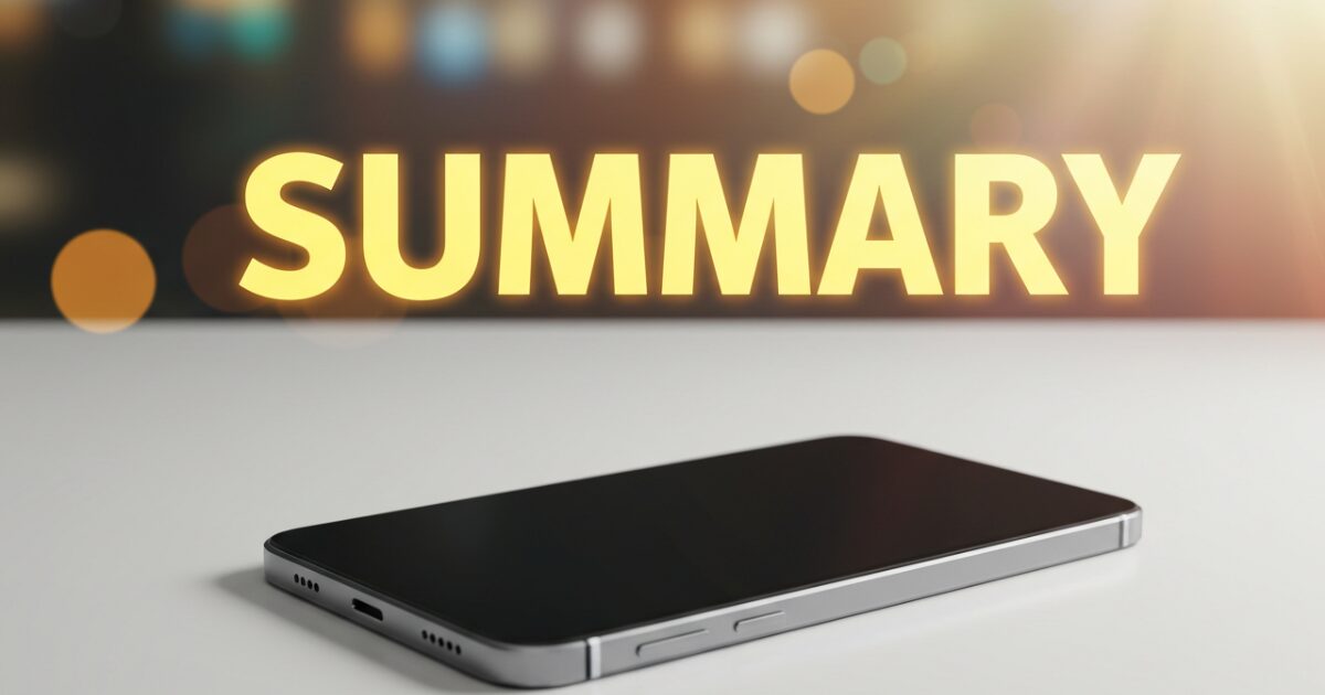 SUMMARYの文字とスマホ