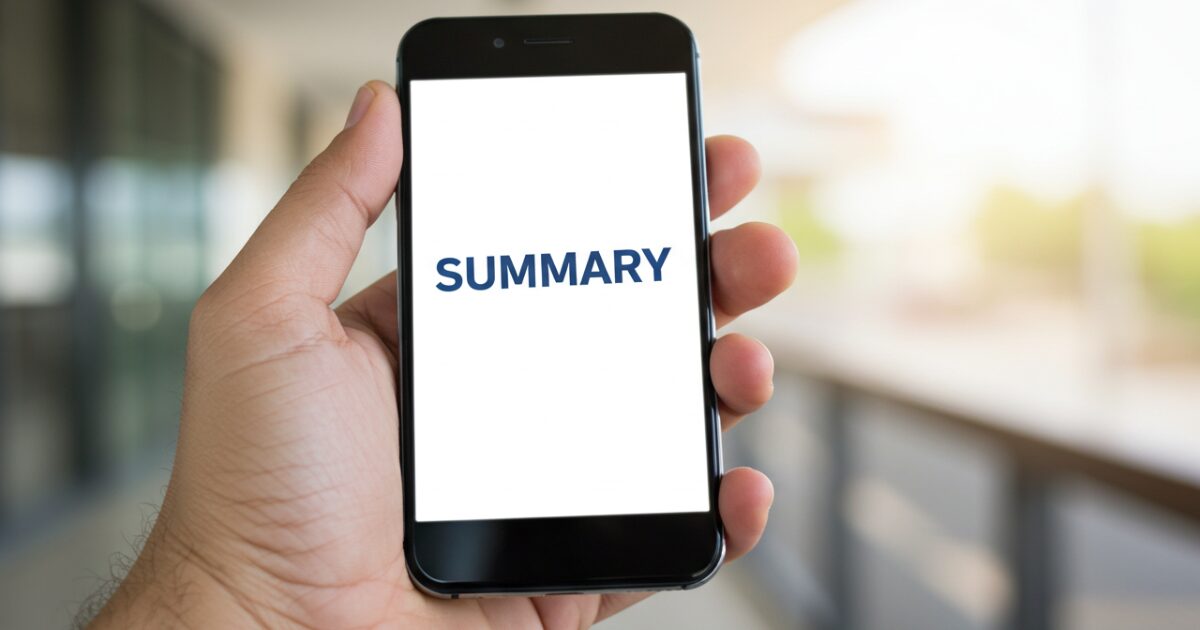 summaryと書かれたスマホ