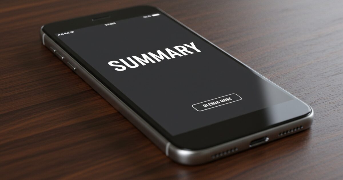 SUMMARYの文字があるスマホ